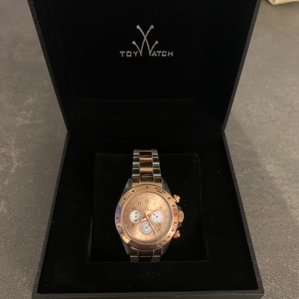 Women Toy Watch - Rose Gold and clear Chronograph